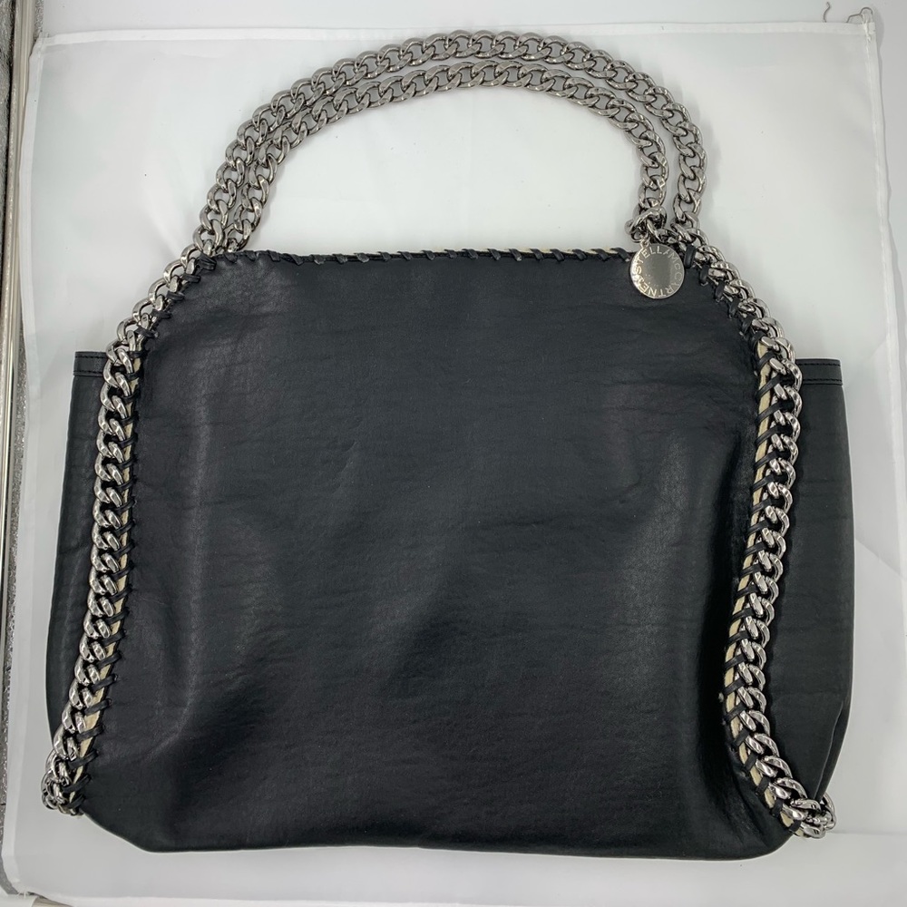 Stella McCartney Black Leather Tote w Fleece Interior